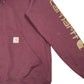 Mens Burgundy Carhartt Workwear Spellout Hoodie Jumper