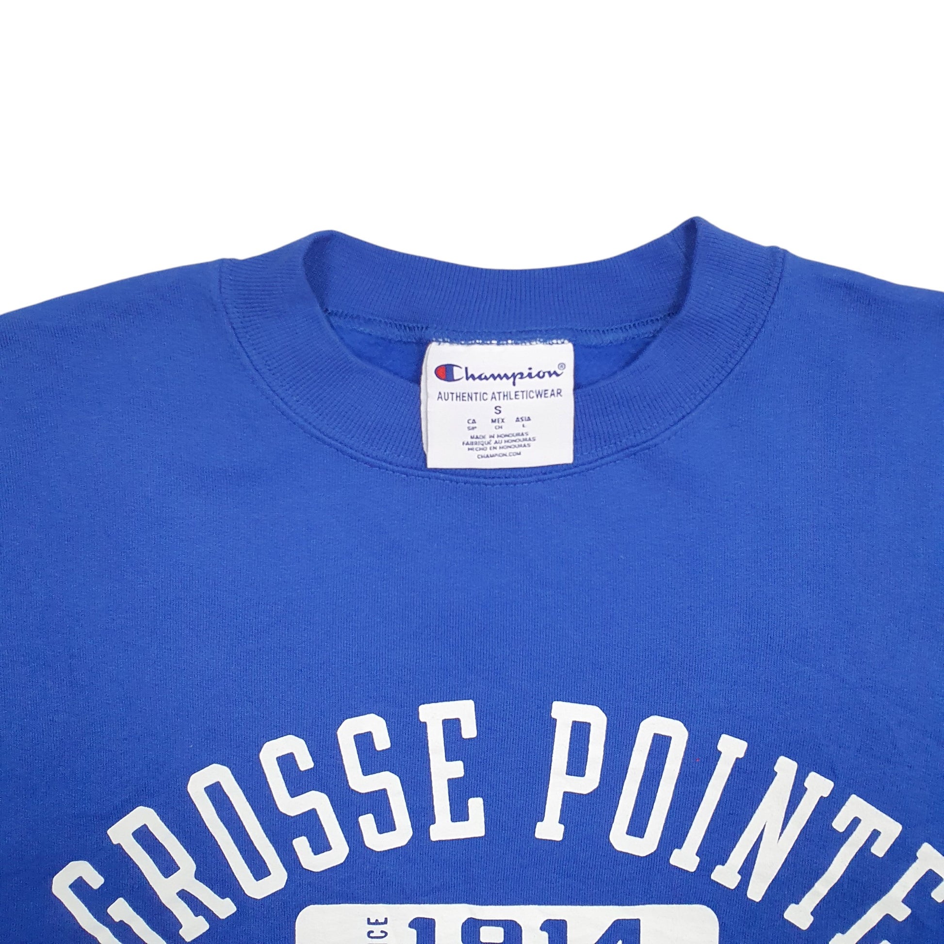 Mens Blue Champion Grosse Pointe Spellout Yatch Club Crewneck Jumper