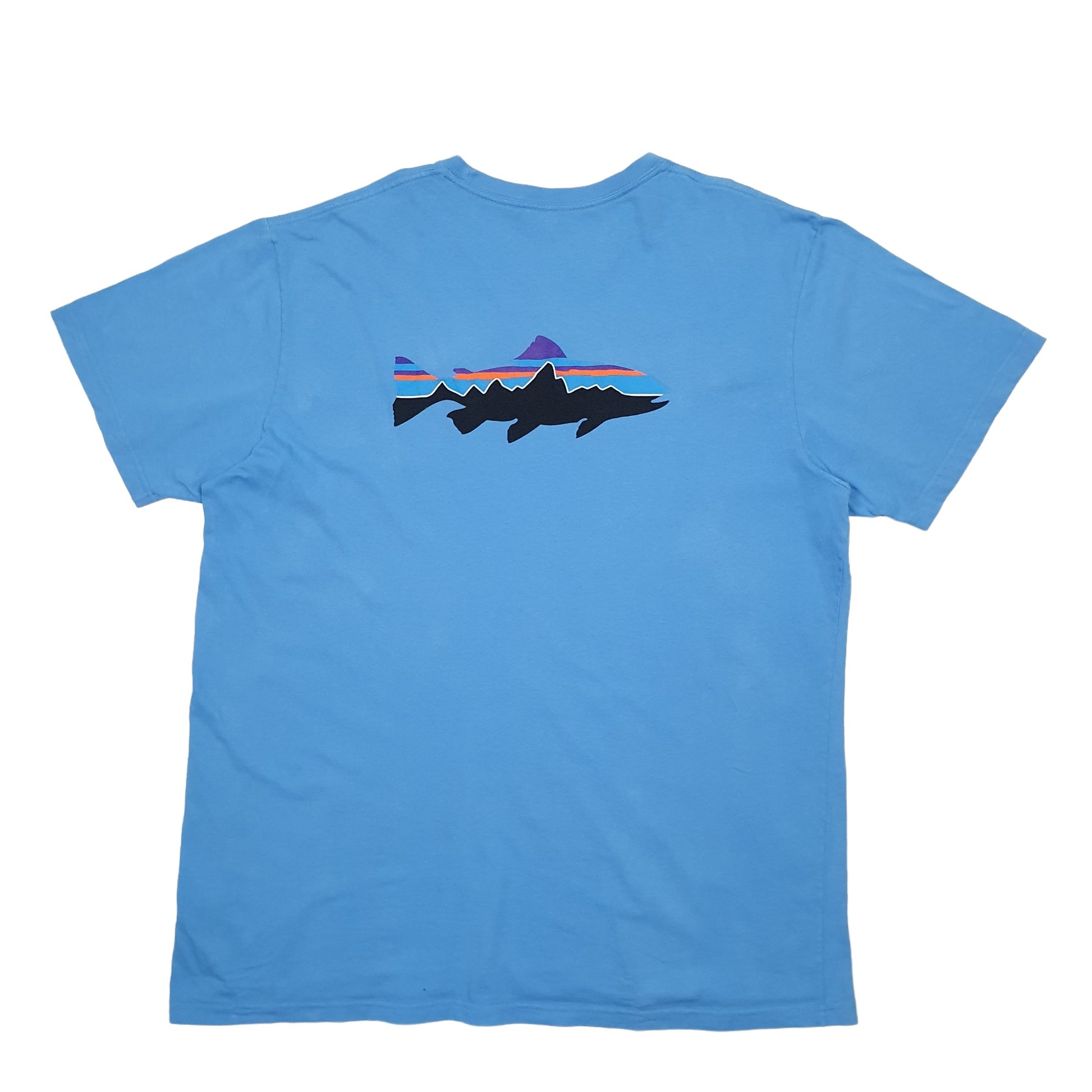 Mens Blue Patagonia Fish Short Sleeve T Shirt