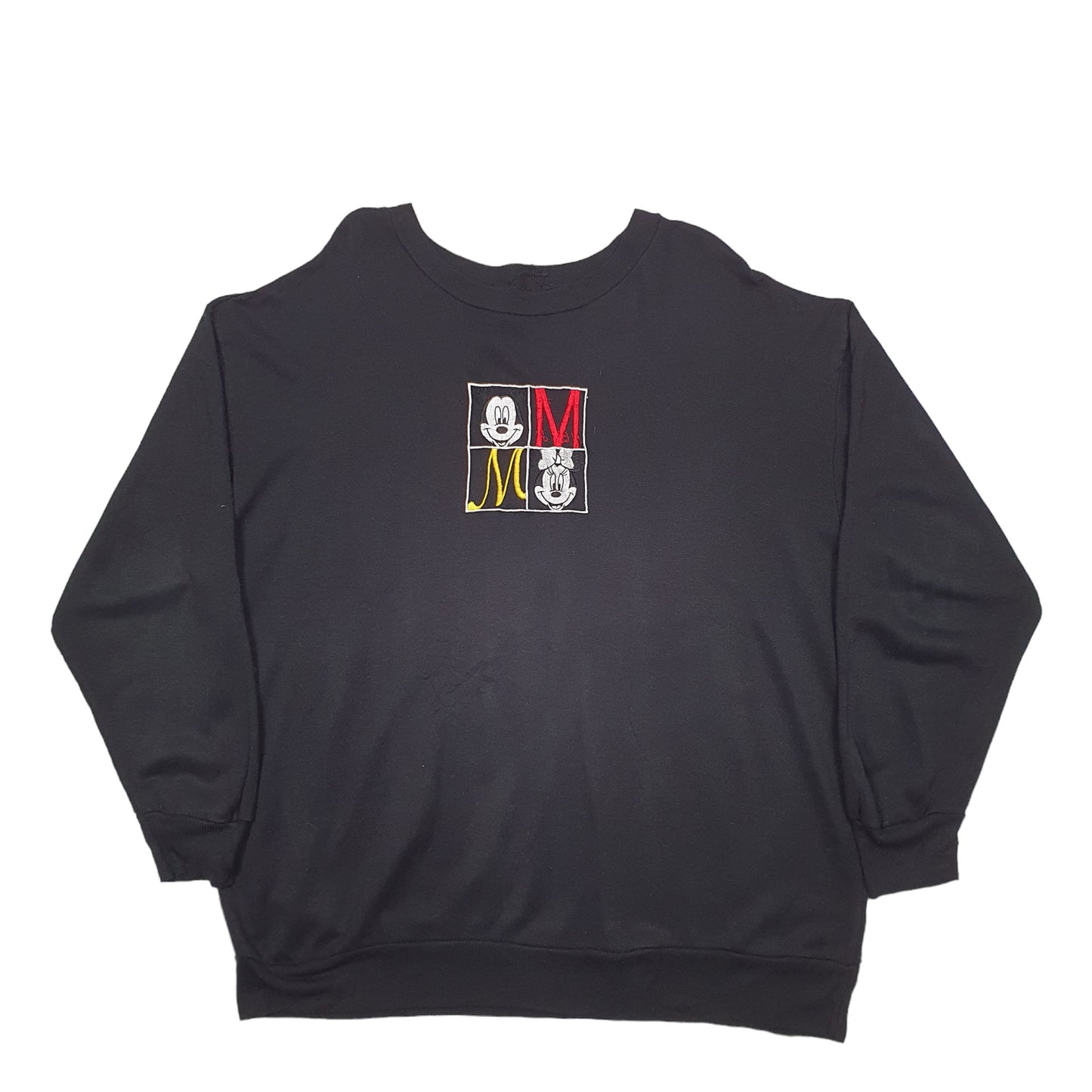 Mens Black Disney Mickey Mouse Crewneck Jumper