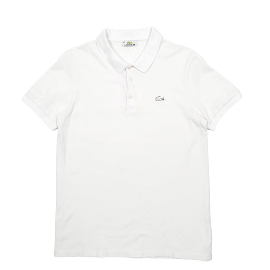 Mens White Lacoste  Short Sleeve Polo Shirt