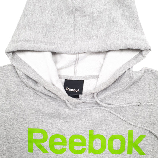 Mens Grey Reebok Spellout Hoodie Jumper