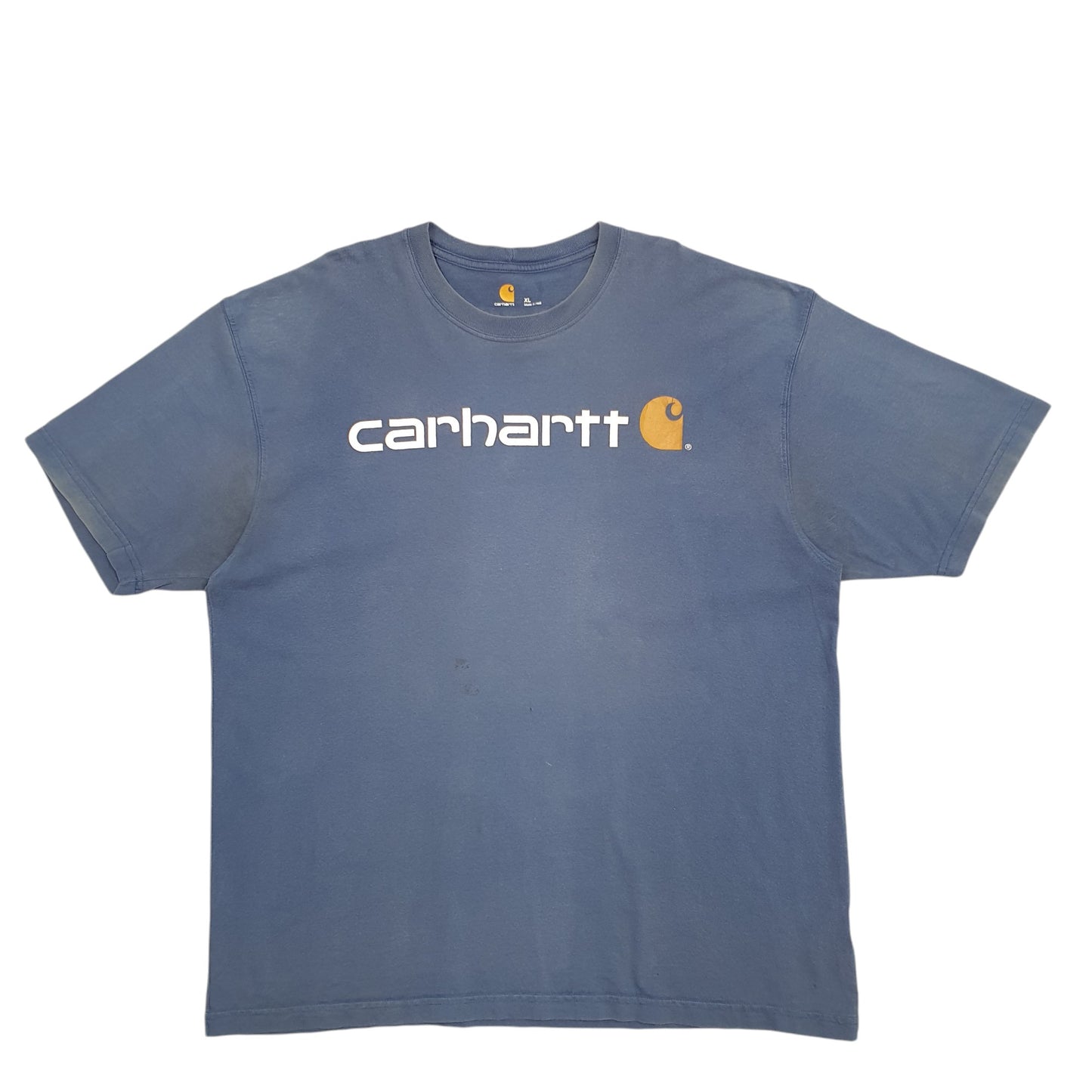 Mens Blue Carhartt Spellout Short Sleeve T Shirt