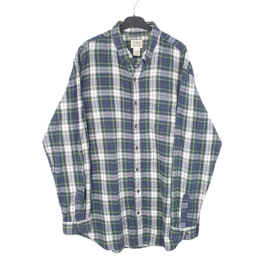 Mens Green L.L.Bean Tall Slightly Fitted Flannel Overshirt Long Sleeve Shirt