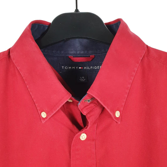 Mens Red Tommy Hilfiger Oxford Long Sleeve Shirt
