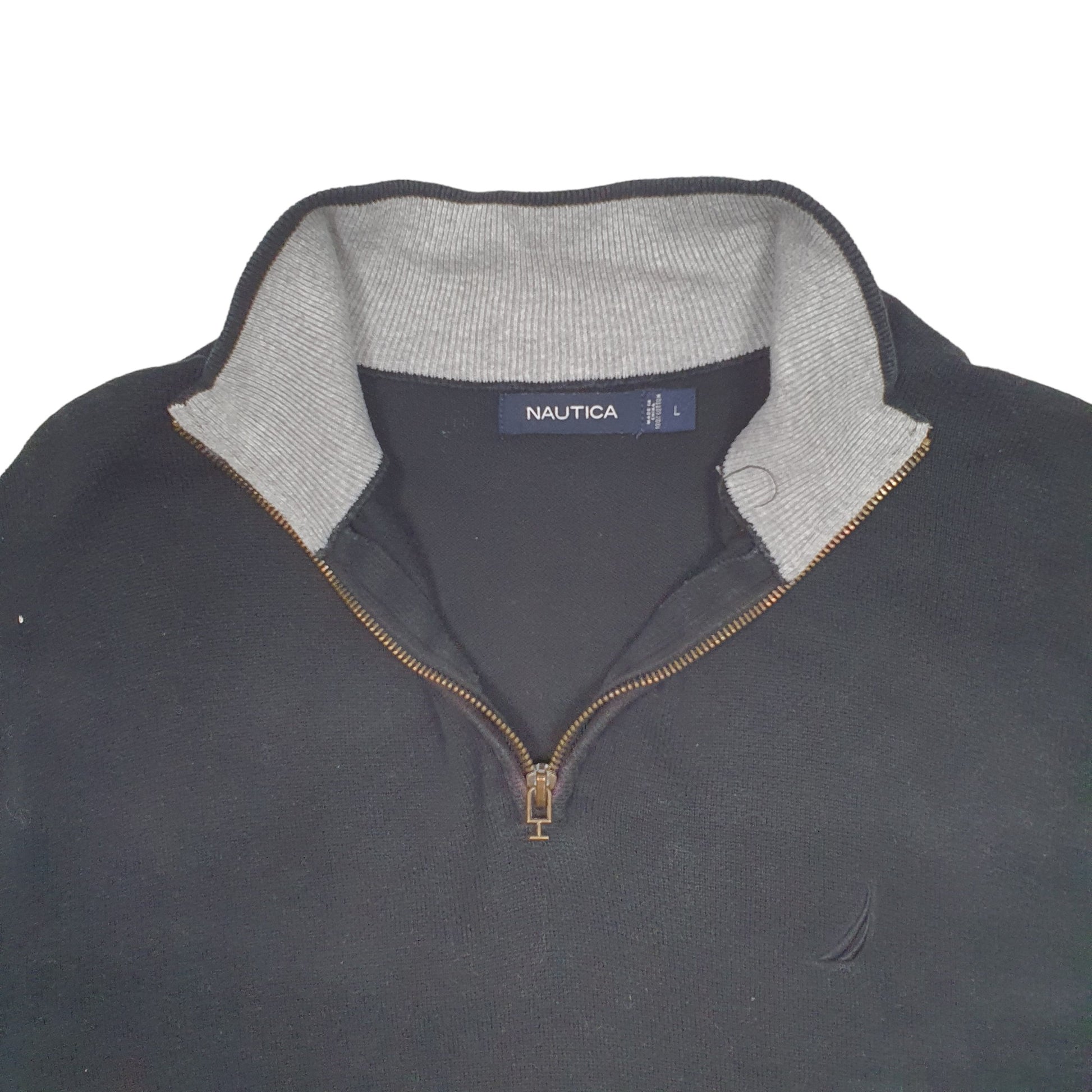 Mens Black Nautica Knit Quarter Zip Jumper