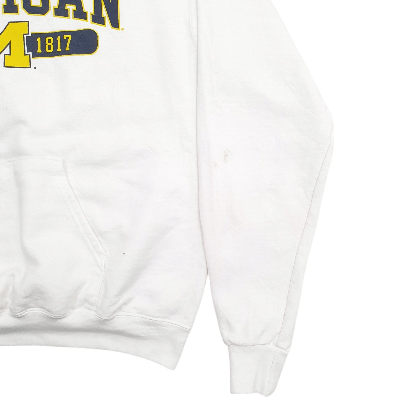 Mens White Champion Michigan Spellout Hoodie Jumper