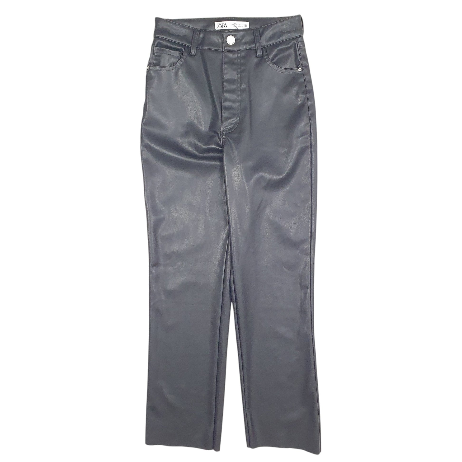 Womens Black Zara Leather Chino Trousers