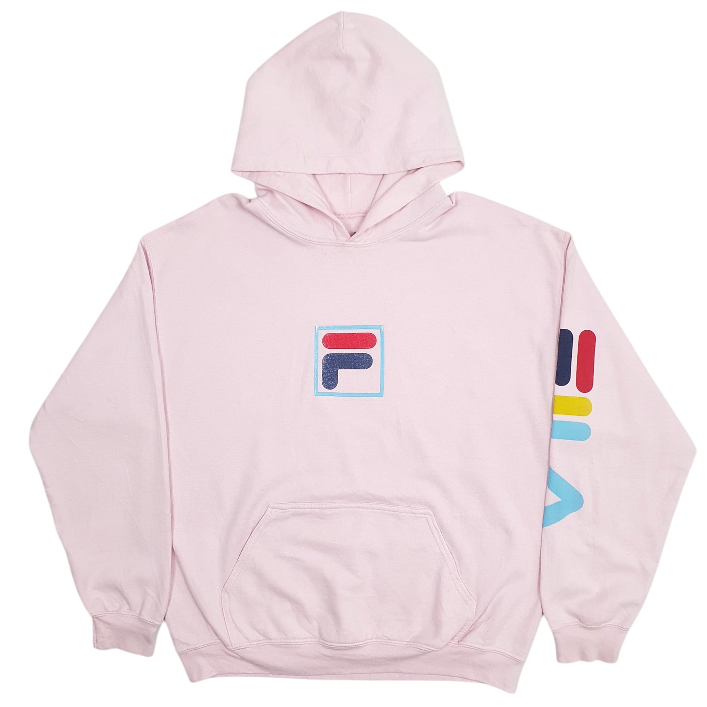 Mens Pink Fila Spellout Hoodie Jumper