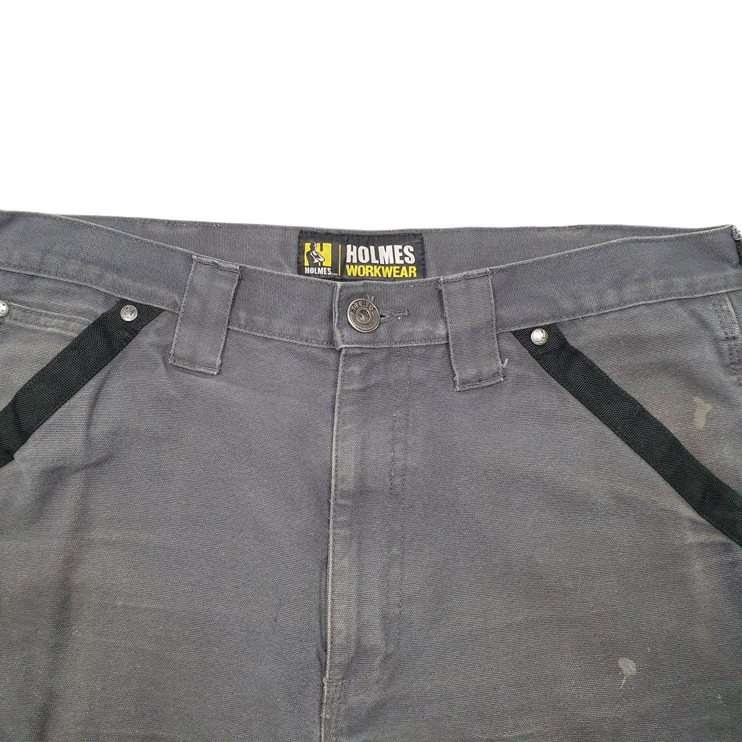 Mens Grey Holmes Utility Workwear Trade Cargo Trousers