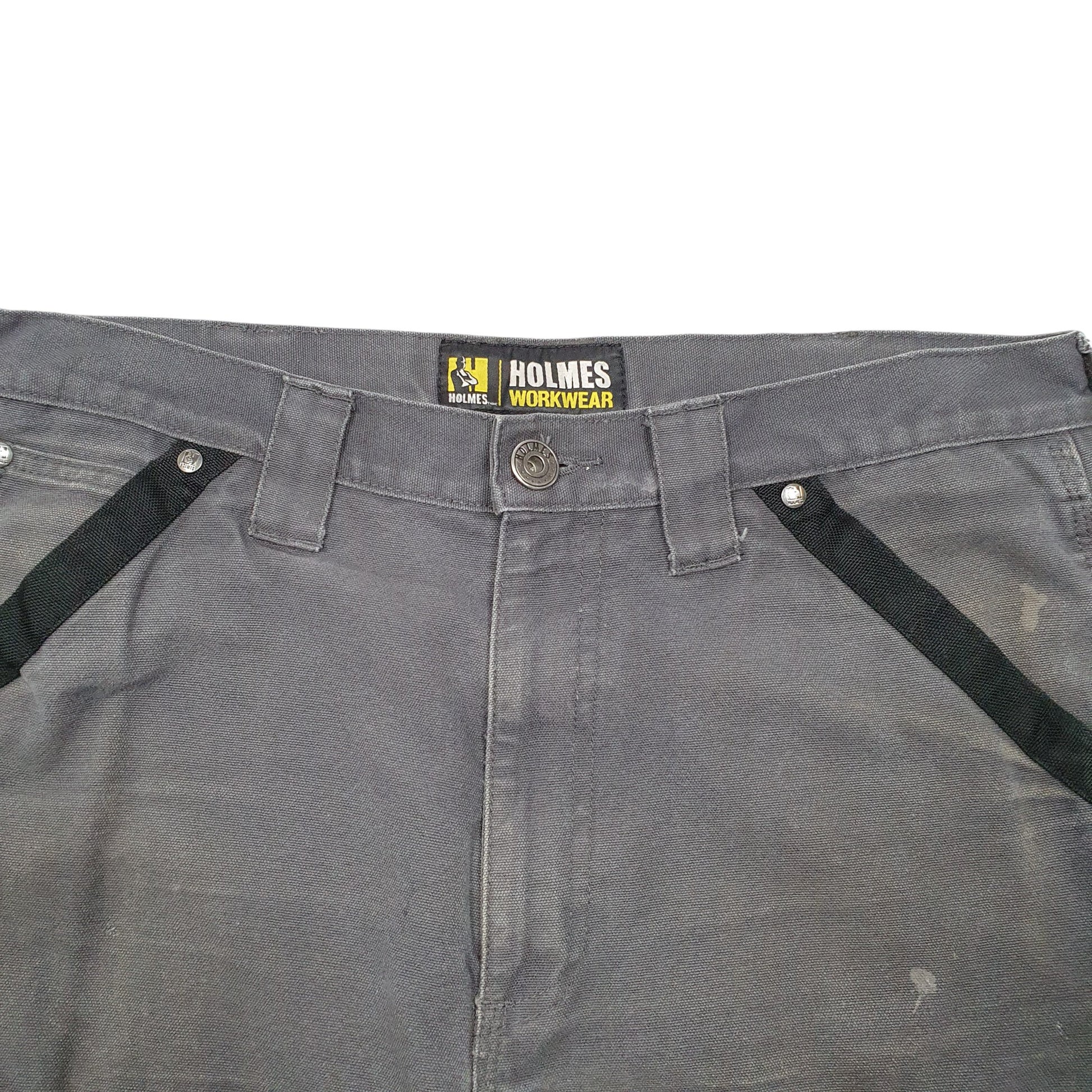 Mens Grey Holmes Utility Workwear Trade Cargo Trousers