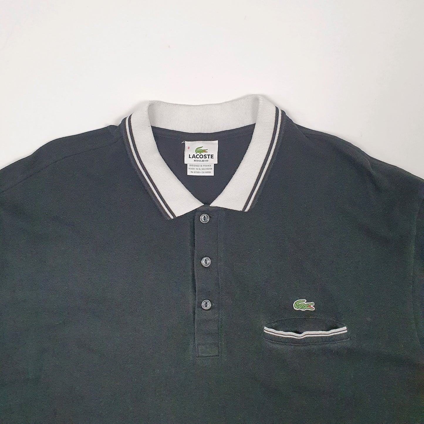 Mens Black Lacoste  Short Sleeve Polo Shirt