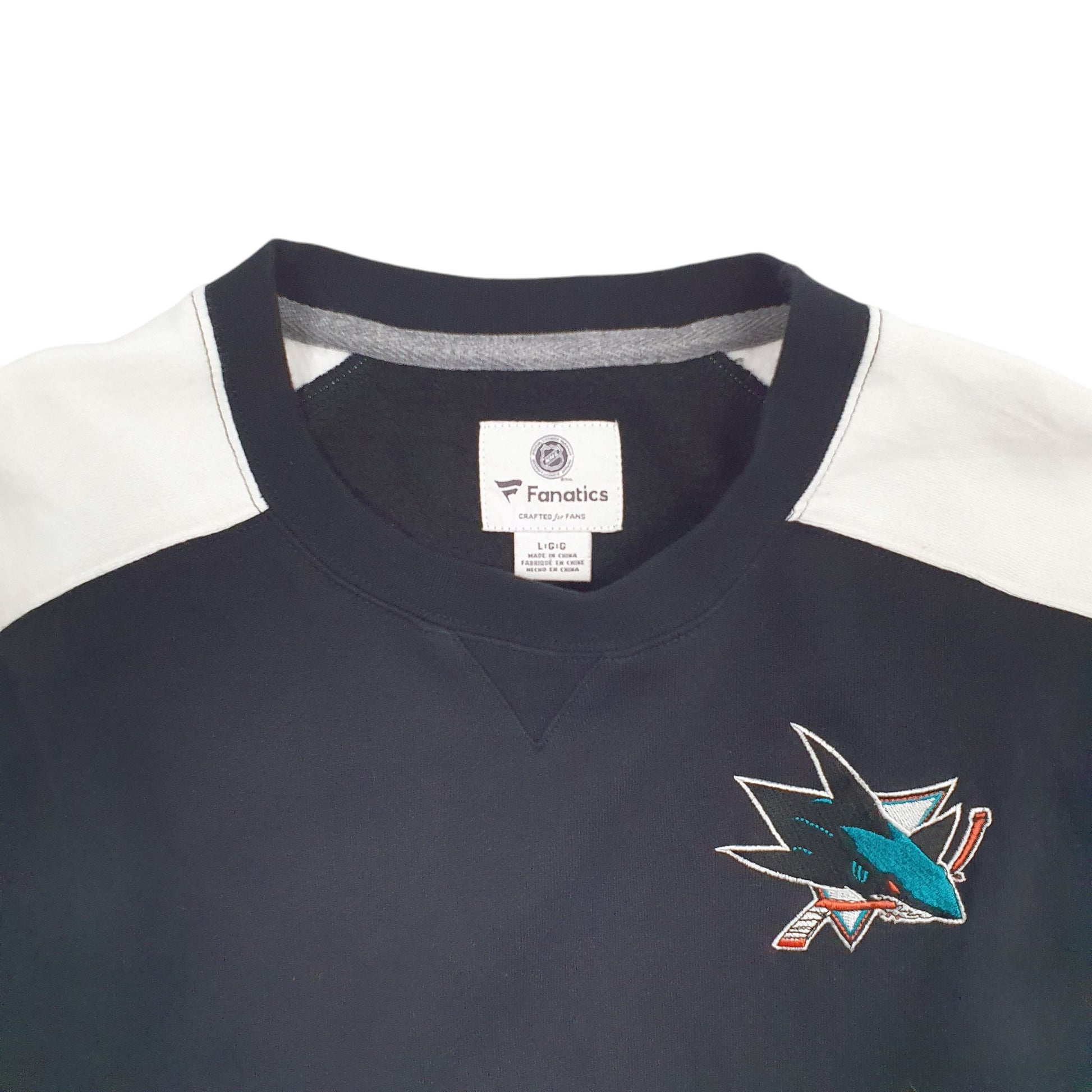 Mens Black Fanatics San Jose Sharks NHL Hockey Crewneck Jumper