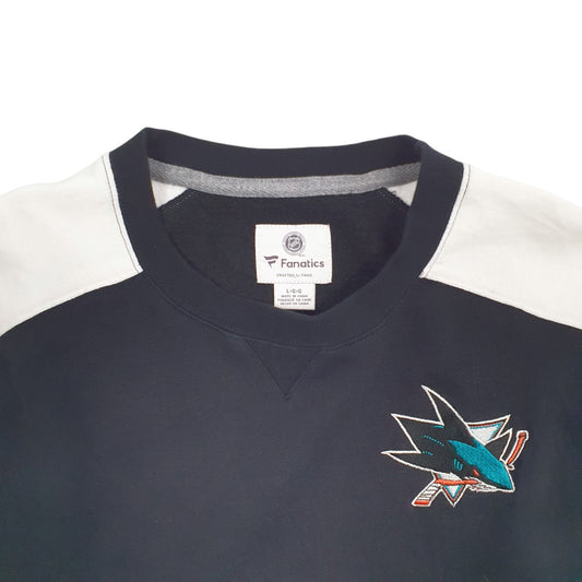 Mens Black Fanatics San Jose Sharks NHL Hockey Crewneck Jumper