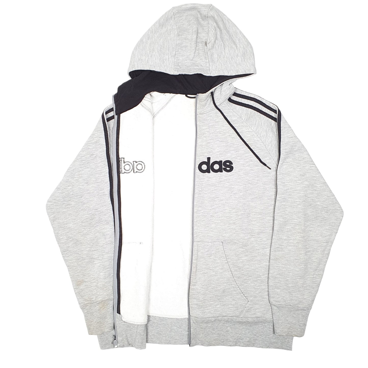 Mens Grey Adidas Hoodie Full Zip Jumper