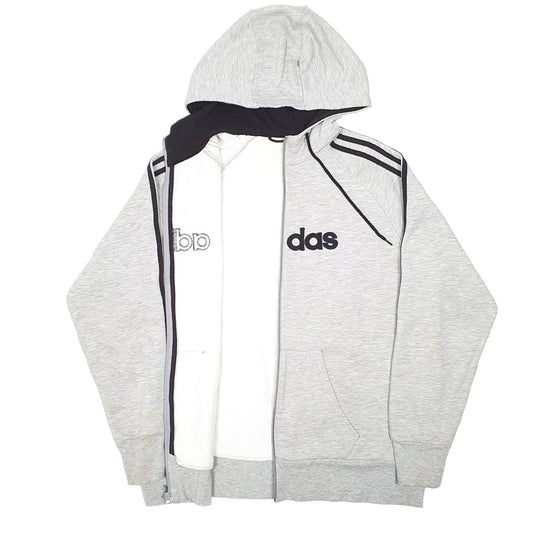 Mens Grey Adidas Hoodie Full Zip Jumper