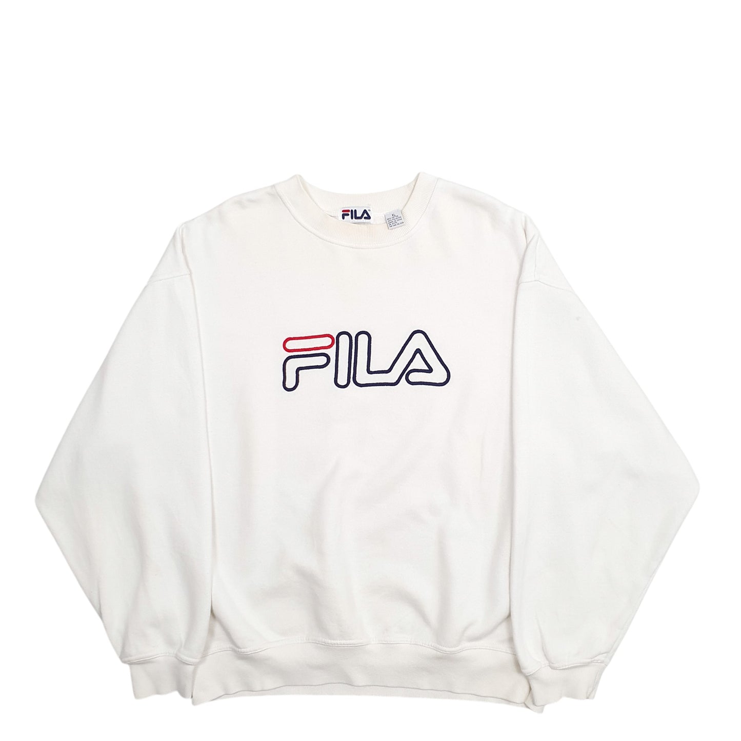 Mens White Fila Spellout Crewneck Jumper