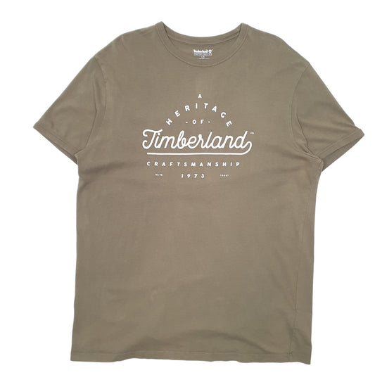 Mens Khaki Timberland Heritage Craftsmanship 1973 Short Sleeve T Shirt