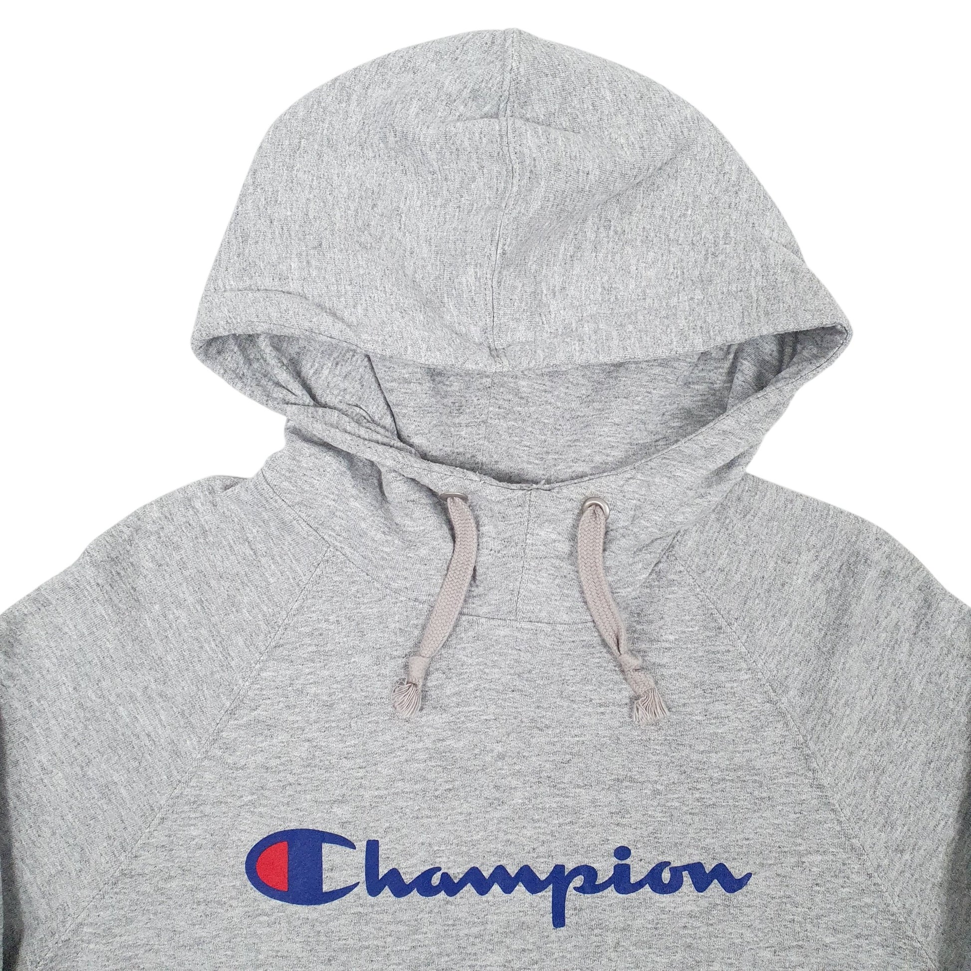 Mens Grey Champion Spellout Hoodie Jumper