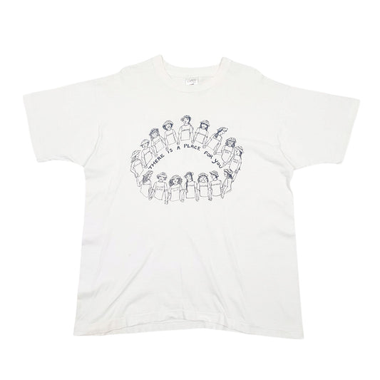 Mens White Fruit Of The Loom Single Stitch Vintage 90s Short Sleeve T Shirt