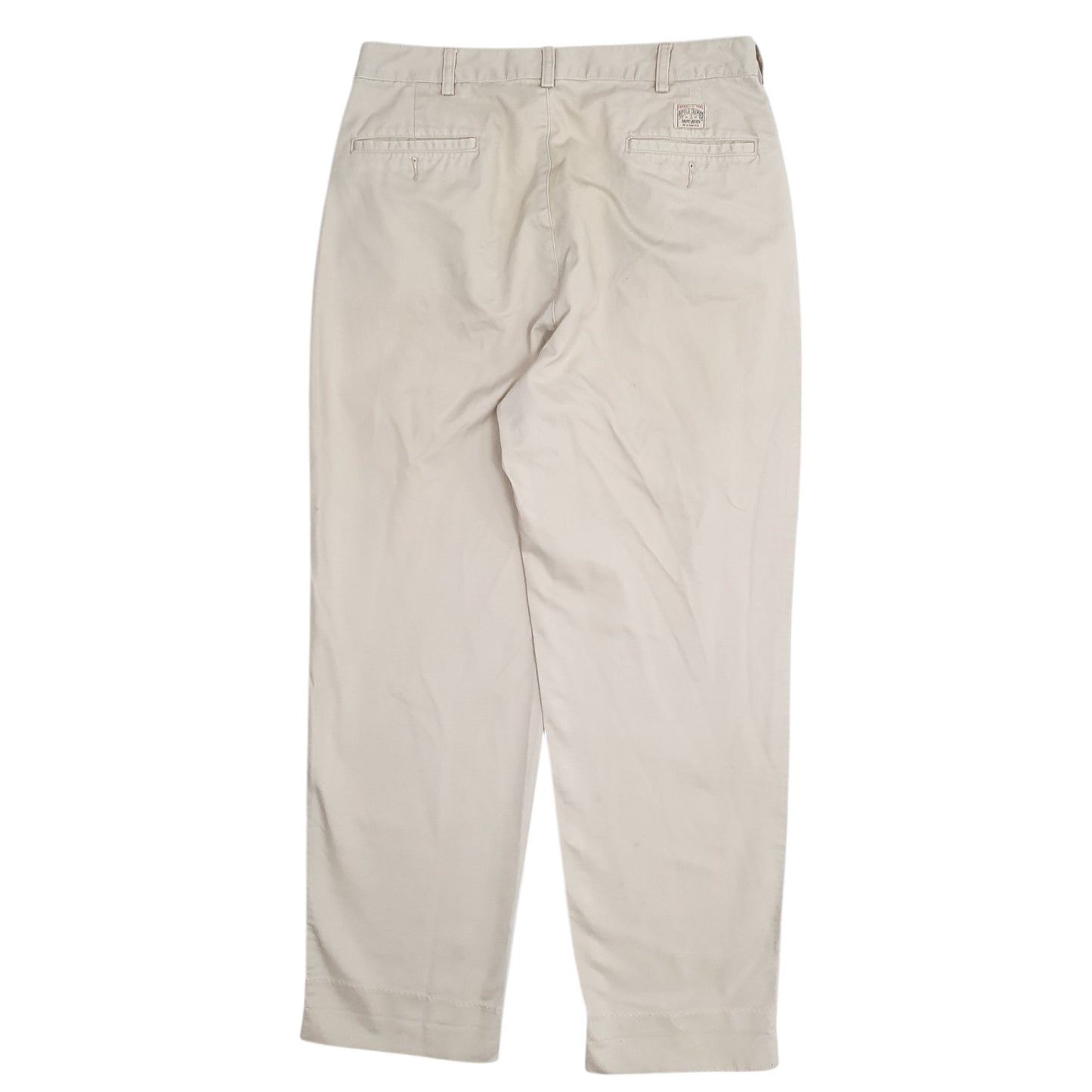 Mens Beige Polo Ralph Lauren Vintage 90s Pleated Chino Trousers