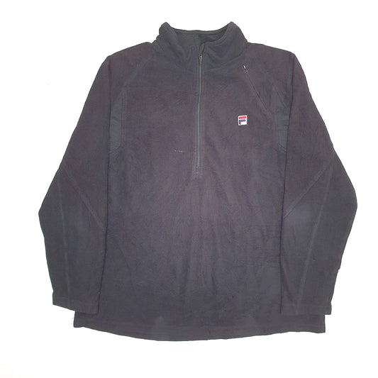 Mens Black Fila  Quarter Zip Jumper
