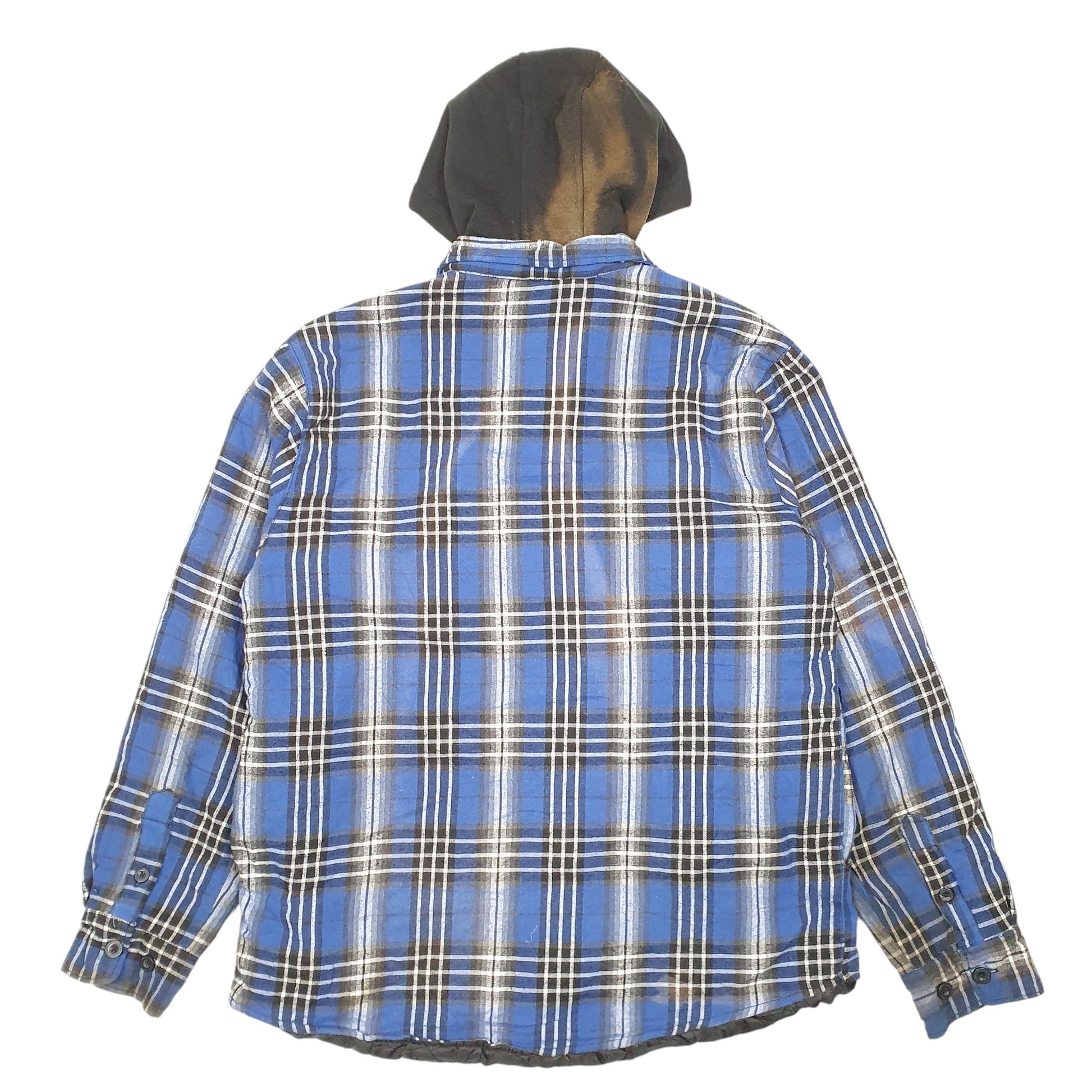 Mens Blue Dickies Hooded Padded Plaid Lumberjack Overshirt Shacket  Coat