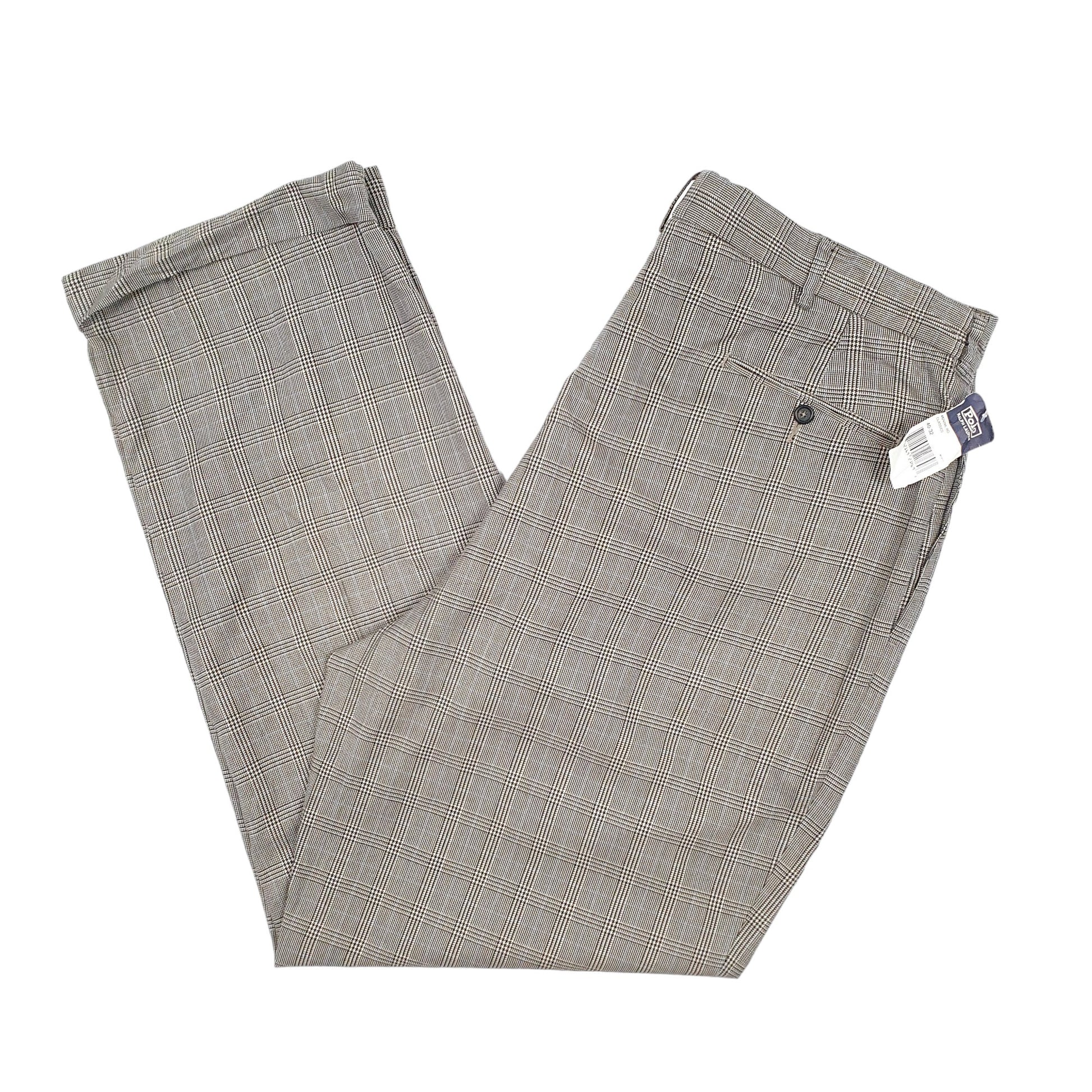 Mens Grey Polo Ralph Lauren Vintage 90s Check BNWT Chino Trousers