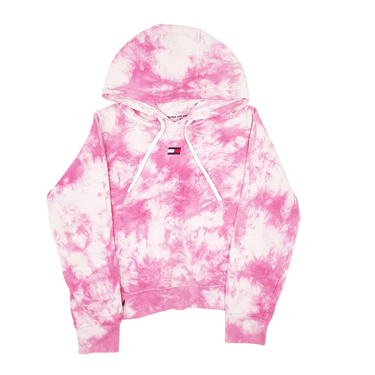 Womens Pink Tommy Hilfiger Sport Tie Dye Hoodie Jumper