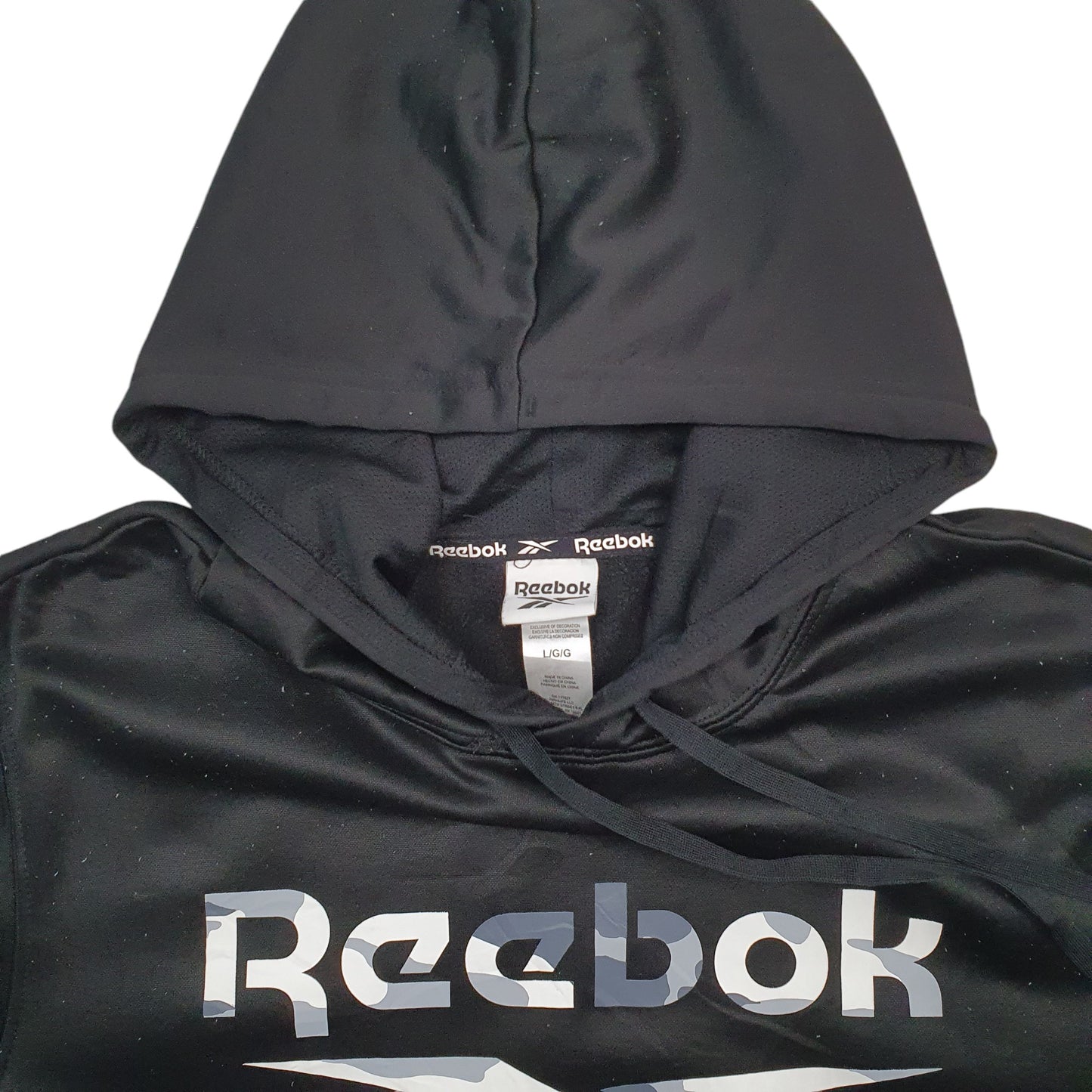 Mens Black Reebok Spellout Hoodie Jumper