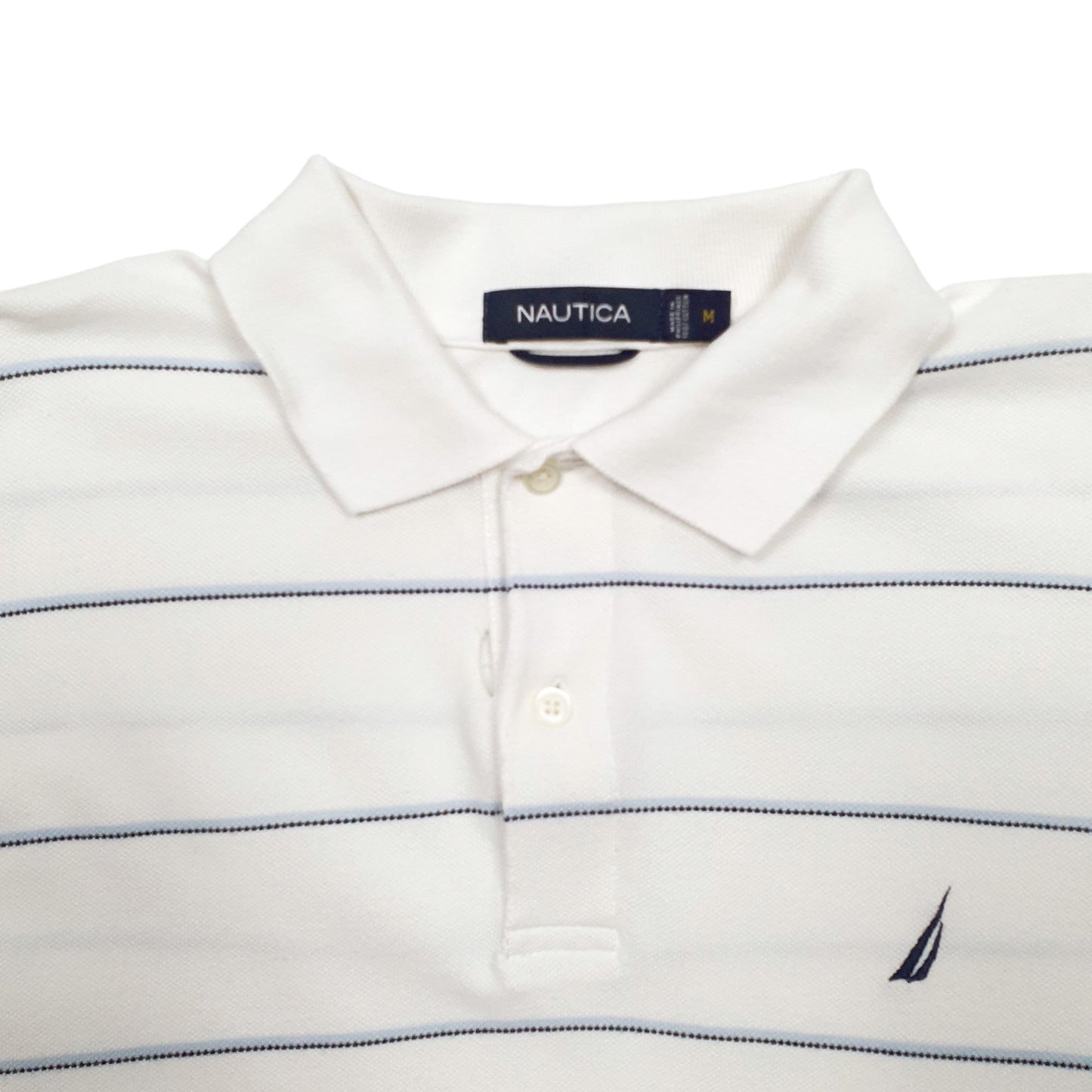 Mens White Nautica  Long Sleeve Polo Shirt