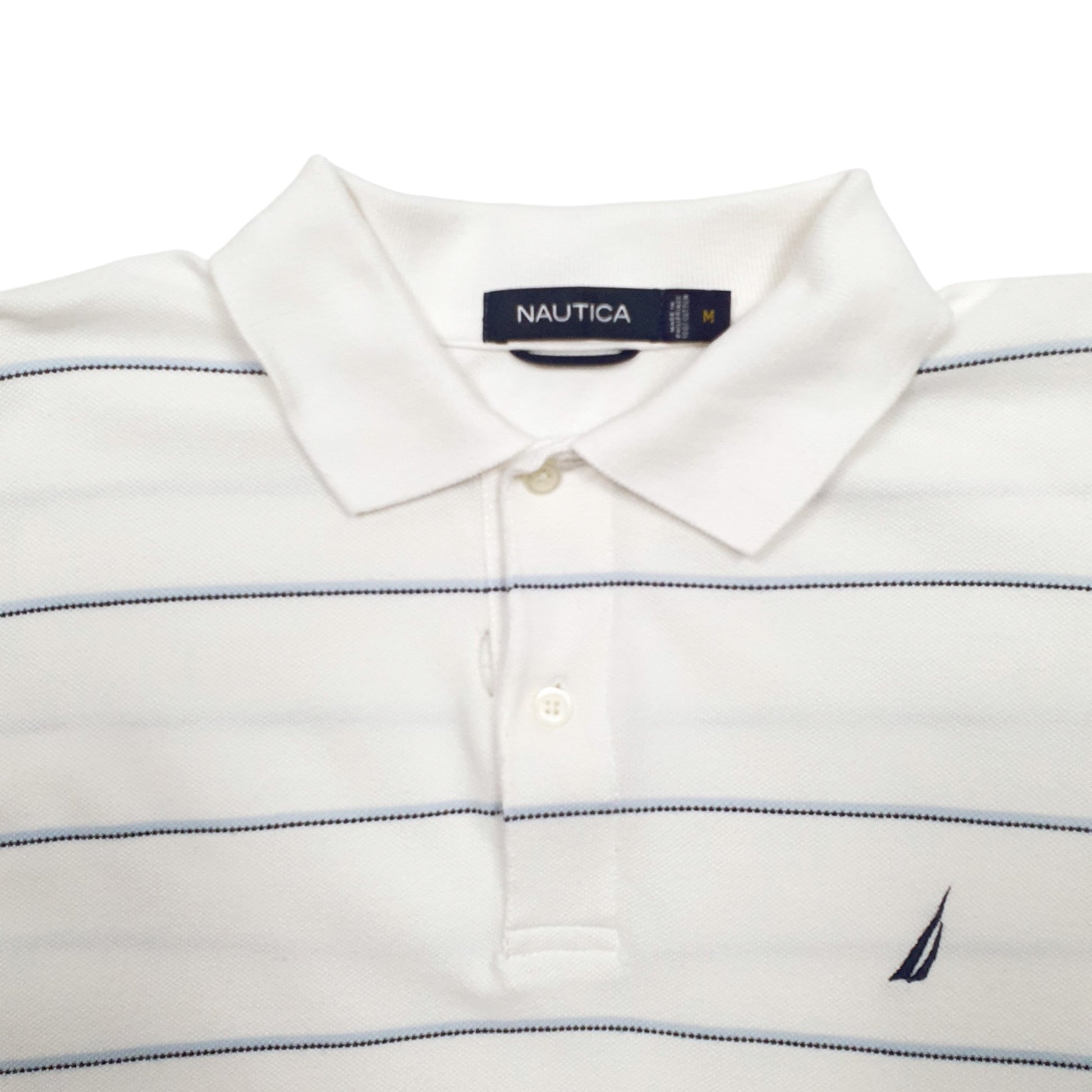 Mens White Nautica  Long Sleeve Polo Shirt