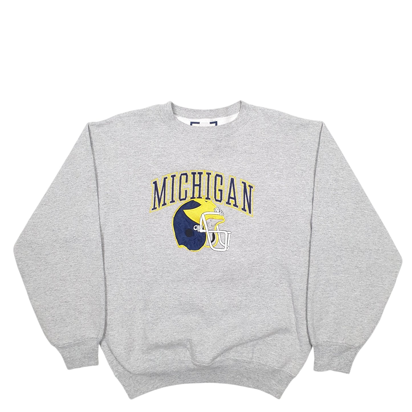Mens Grey Boa Michigan Spellout Football Made In USA Crewneck Jumper