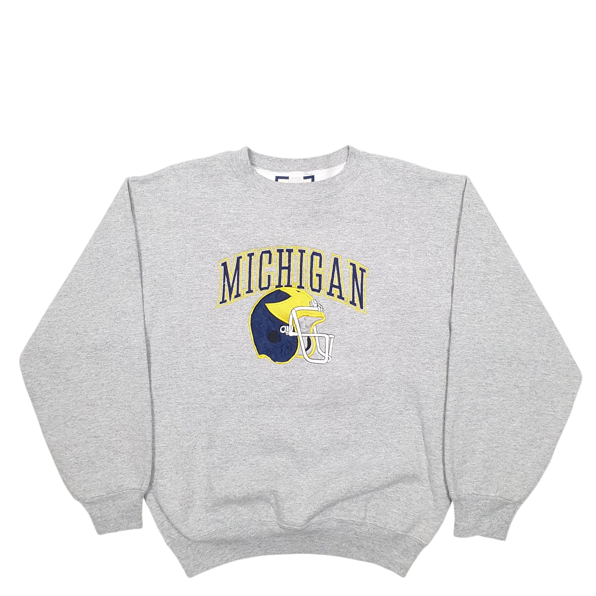 Mens Grey Boa Michigan Spellout Football Made In USA Crewneck Jumper