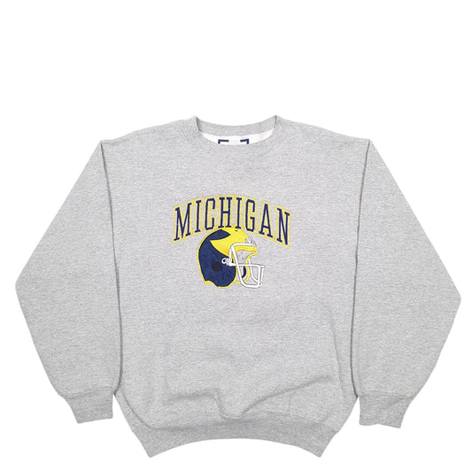 Mens Grey Boa Michigan Spellout Football Made In USA Crewneck Jumper