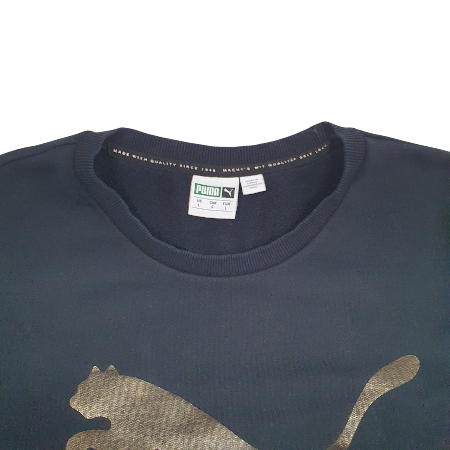 Mens Black Puma Spellout Crewneck Jumper