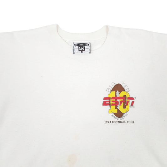 Mens White Lee Vintage 90s Made In USA Full Zip Jumper