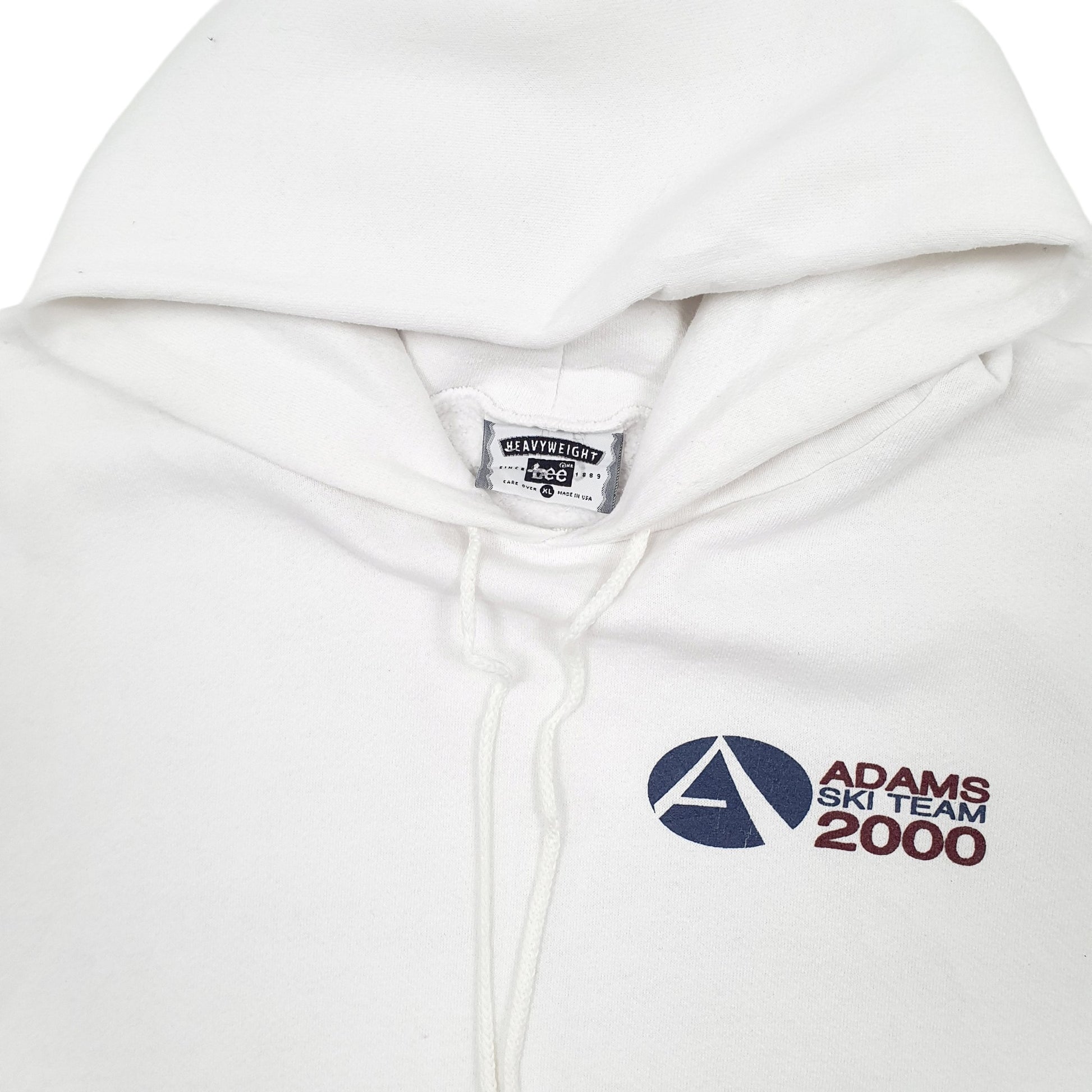 Mens White Lee Heavyweight Vintage 2000s Made In USA Ski Team Hoodie Jumper