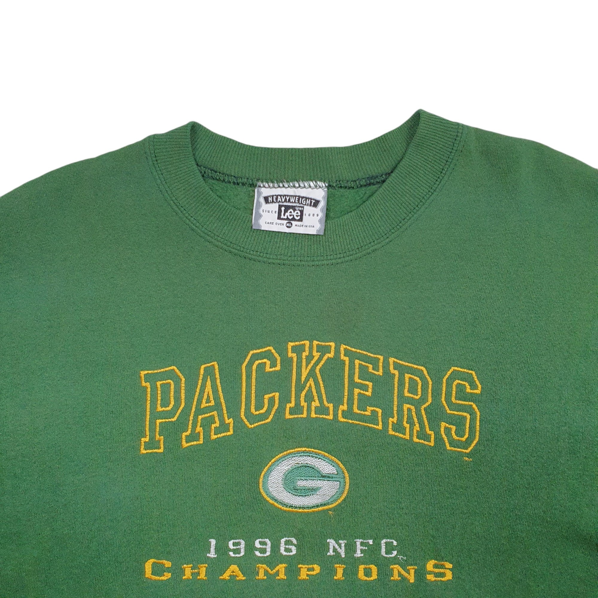 Rare! Green authentic Bay Packers NFC North NFL Football Super Bowl Big Logo Vintage 90s Crewneck Sweatshirt Jumper Pullover Style / Size Large