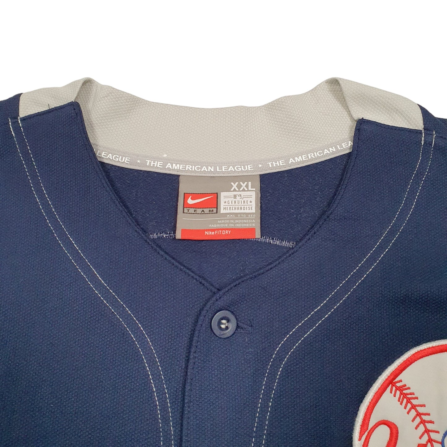 Mens Navy Nike Team MLB Baseball Jersey New York Yankees Vintage 2000s Short Sleeve T Shirt