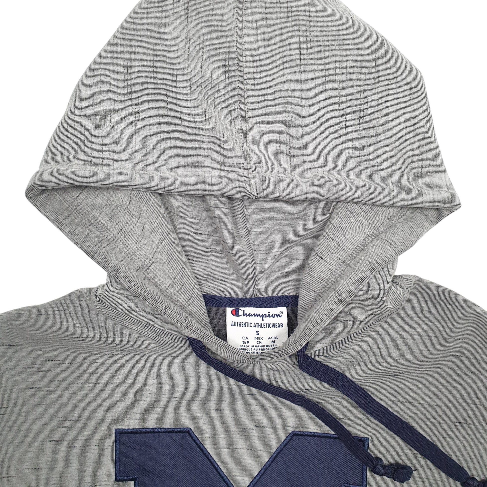 Mens Grey Champion Michigan Spellout Hoodie Jumper