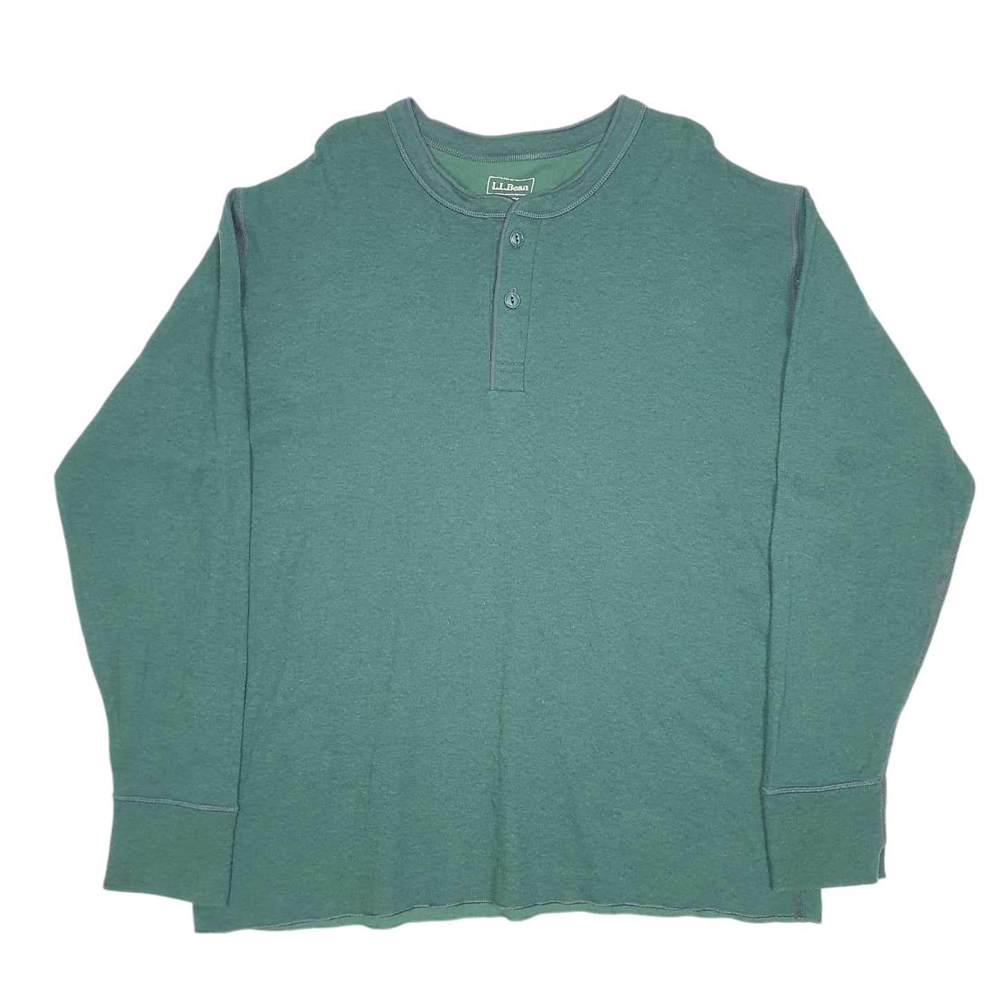 Mens Green L.L.Bean Thermal Henley Long Sleeve T Shirt