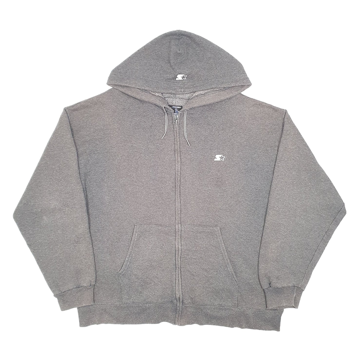 Mens Grey Starter Hoodie Pro 80 Heavyweight Full Zip Jumper