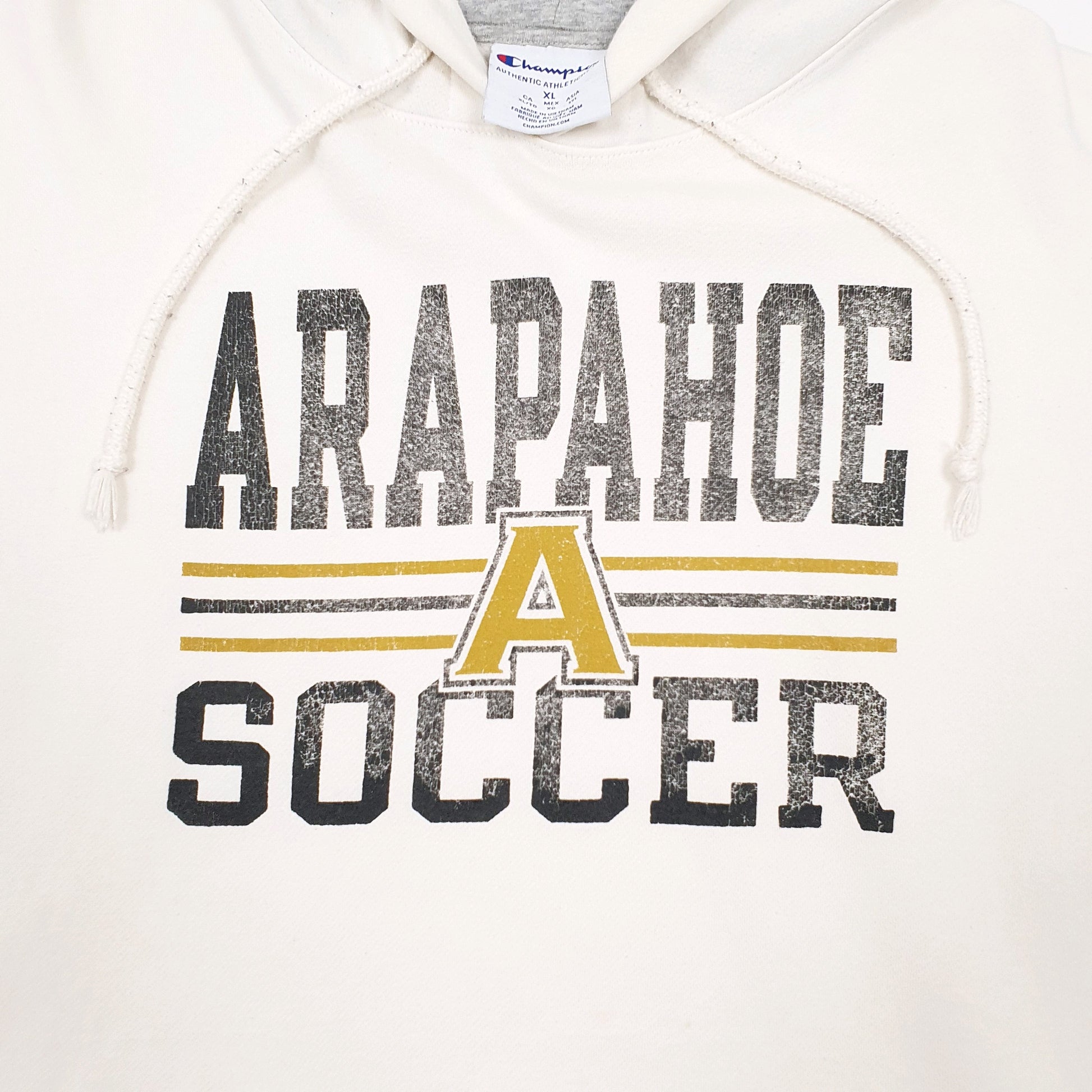 Mens Cream Champion Arapahoe Soccer Hoodie Jumper