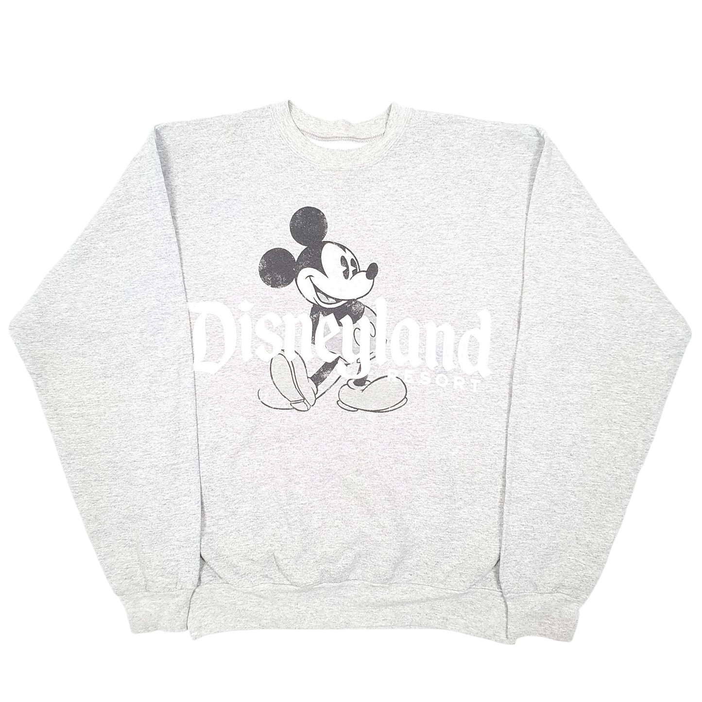Mens Grey Hanes Disney Disneyland Mickey Mouse Spellout Crewneck Jumper