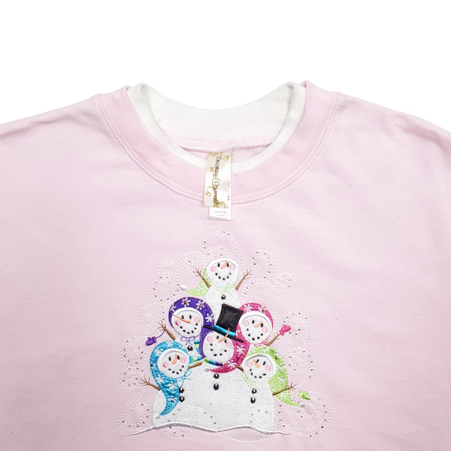 Womens Pink Decorated Originals Snowmen Crewneck Jumper
