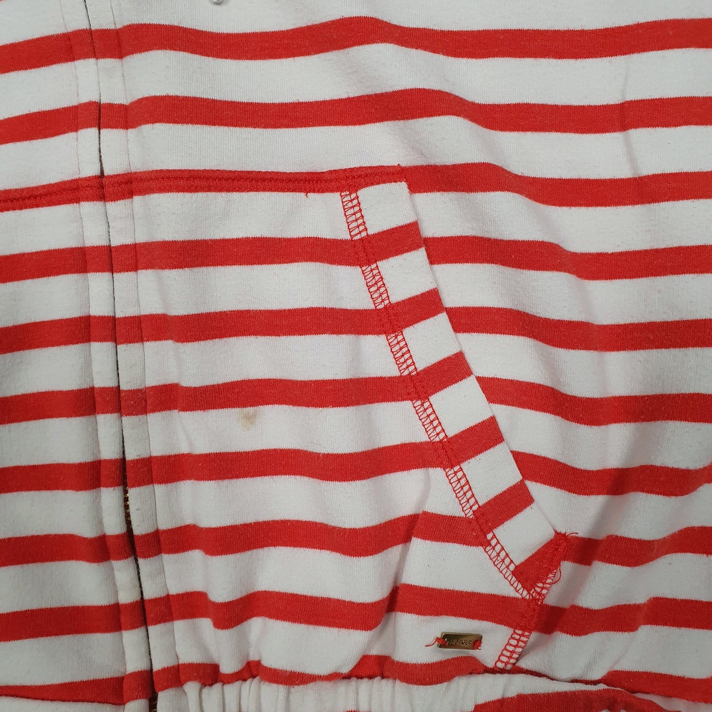 Womens Red Tommy Hilfiger Hoodie Striped Full Zip Jumper