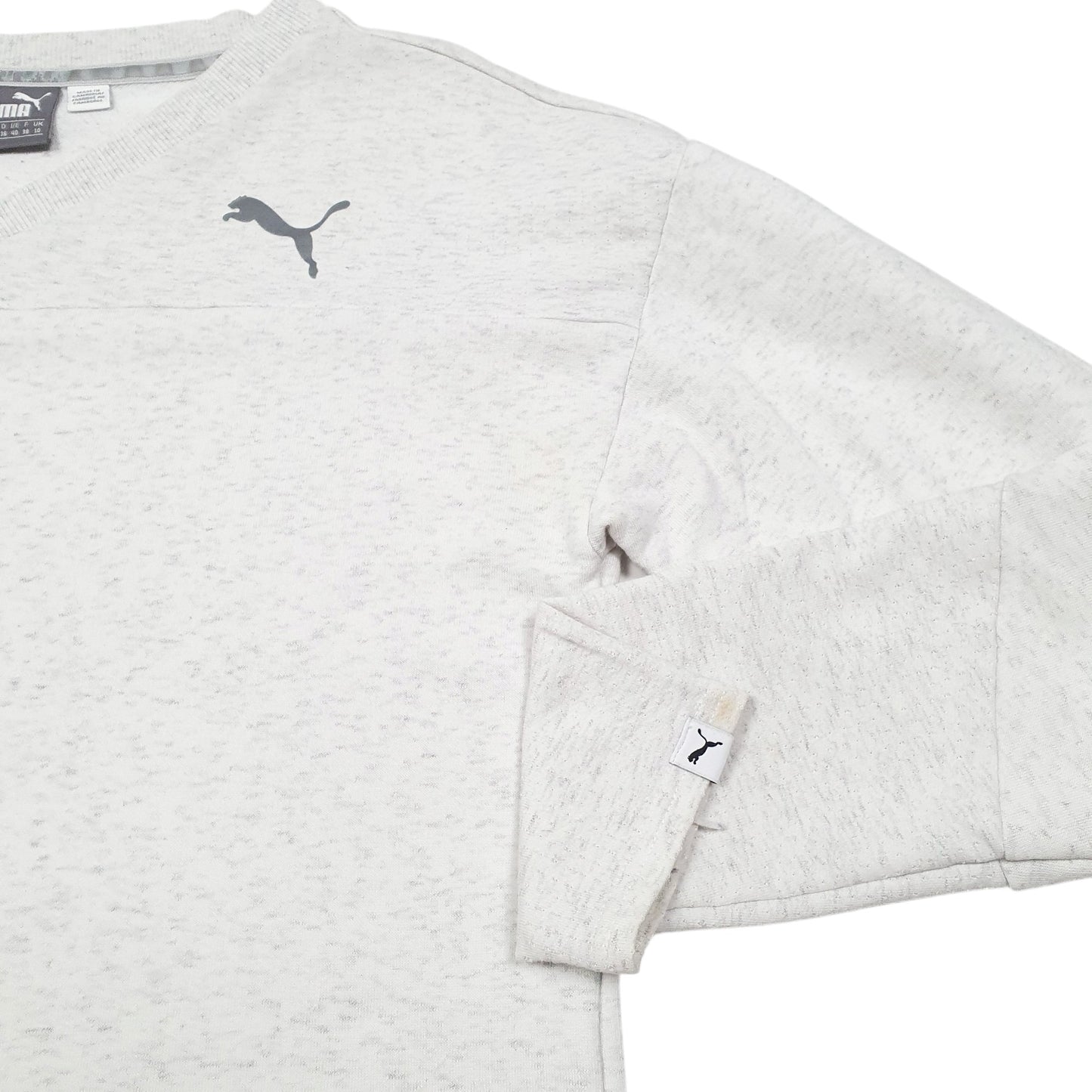 Mens Grey Puma Spellout V Neck Jumper