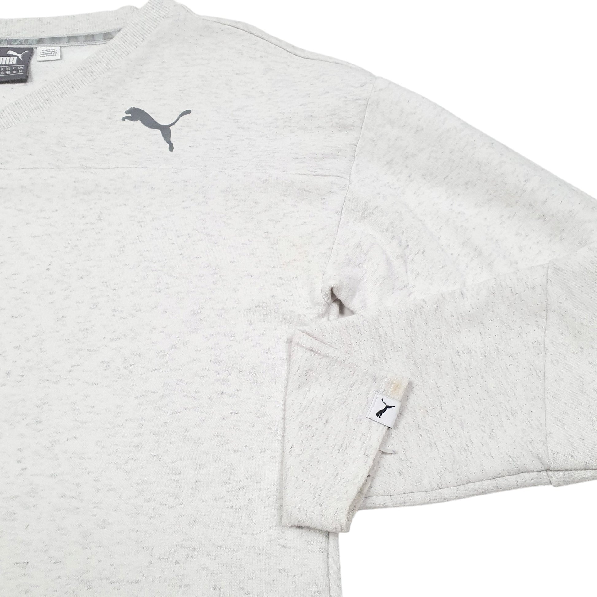 Mens Grey Puma Spellout V Neck Jumper