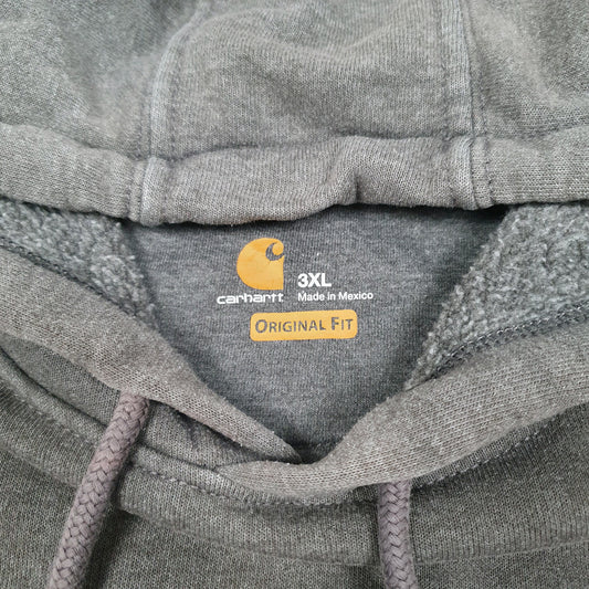 Mens Grey Carhartt Workwear Sleeve Spellout Hoodie Jumper
